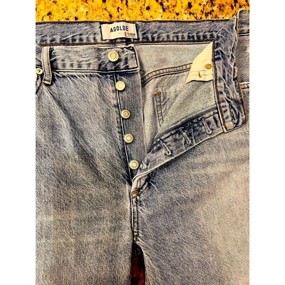 AGOLDE Riley High Rise Crop Straight Jeans Button Fly Light Wash Women's Size 31 - Picture 6 of 10